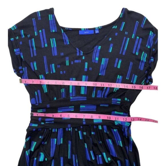 Apt 9 Black Blue Teal Dolman Sleeve Ruched Waist High Low Dress‎ Petite Small PS - Picture 4 of 7